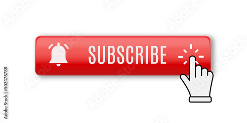 Realistic glossy subscribe button with bell 