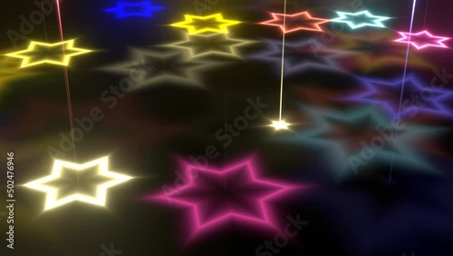 Fantasy rain with star-shape drops. 3D animation
