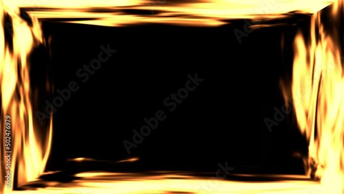 Bright realistic fire frame. 3D animation.