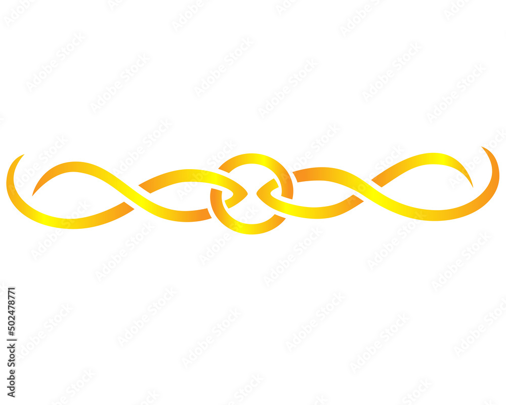 Divider or border in the form of a golden Celtic ornament - a vector full-color element for the design of text and typographic products. Divider or border in the form of a golden Celtic ornament - a vector full-color element for the design of text and typographic products.