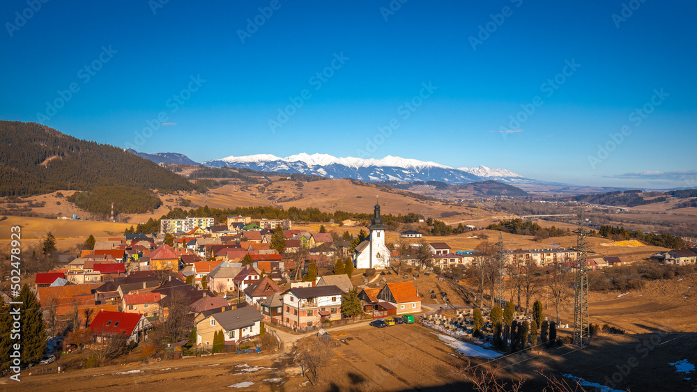 The village Marincek with Church of St. Martin , Slovakia, Europe.