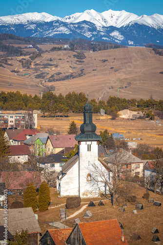 The village Marincek with Church of St. Martin , Slovakia, Europe. photo