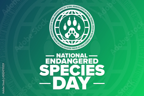 National Endangered Species Day. Holiday concept. Template for background, banner, card, poster with text inscription. Vector EPS10 illustration.