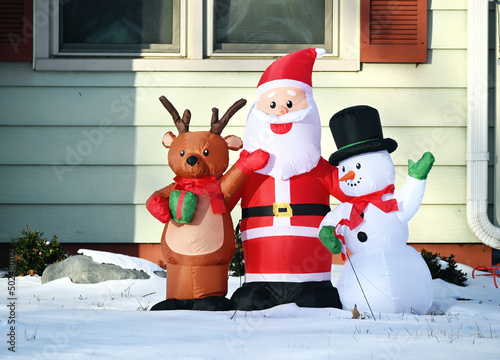 Reindeer, Santa, and Snowman