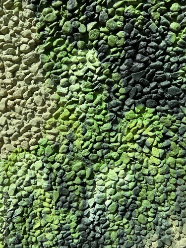 stone wall of a building covered with stone chips