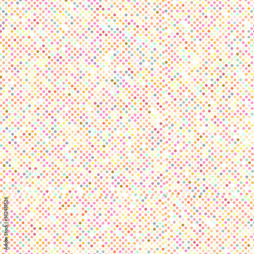 Abstract hand drown polka dots background. White dotted seamless pattern with color circles. Template design for invitation, poster, card, flyer, textile, fabric