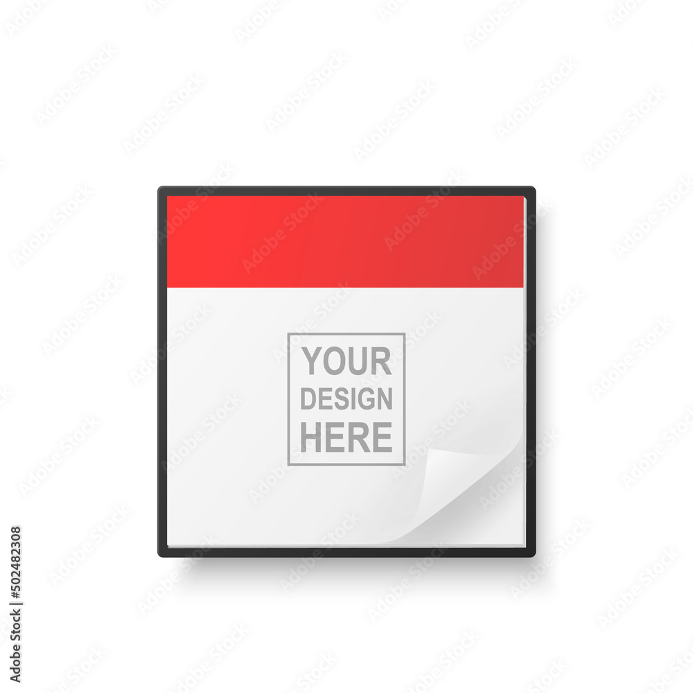 Vector 3d Realistic Simple Classic Minimalistic Calendar Icon Isolated on White. Design Template for Mockup. Paper White and Red Calendar on Wall