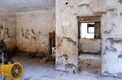 Restoration of a water damage in a house
