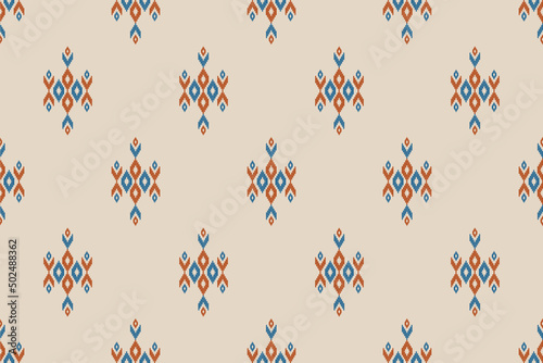 Ikat seamless pattern in tribal. Fabric ethnic pattern art. American, Mexican style. Design for background, wallpaper, vector illustration, fabric, clothing, carpet, textile, batik, embroidery.