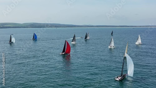 Yacht Race in the Summer Aerial View photo