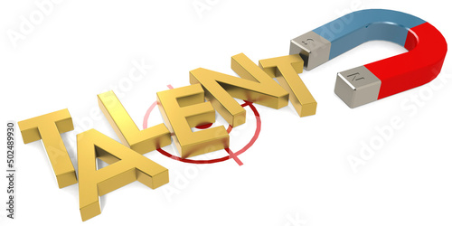 Magnet attract alphabet to form talent word