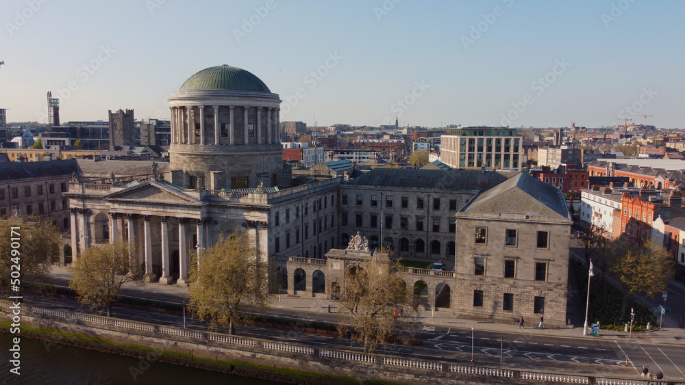 Four Courts in Dublin - aerial view - drone footage