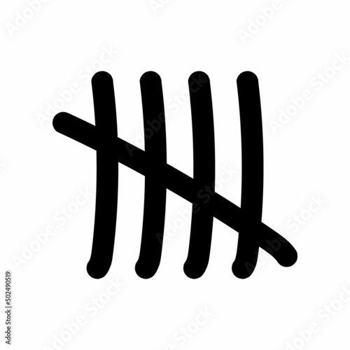 black five tally marks count vector isolated on white background