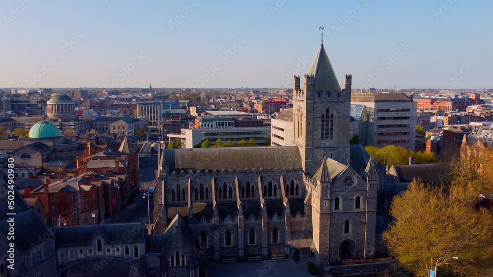 Christ Church Cathedral in Dublin - aerial view