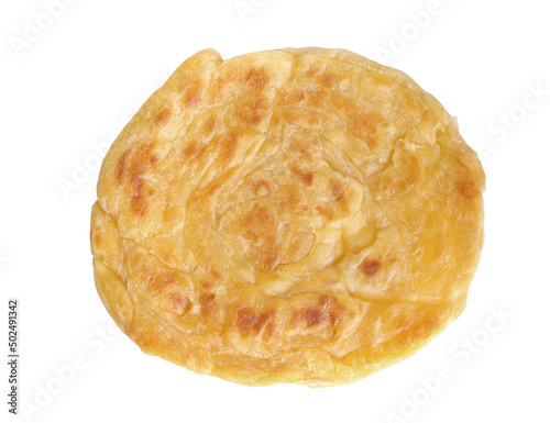 Homemade Roti parata or roti canai, kerala porotta, malabari parotta on white background with clipping path.