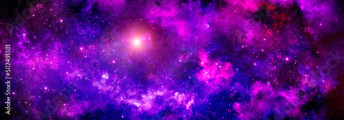 Obraz na płótnie Nebulae and gas clouds with stars in space w salonie