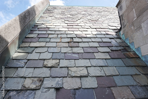 Slate Roof on a Historic Building. Slate is an exceptionally durable roofing material. 
