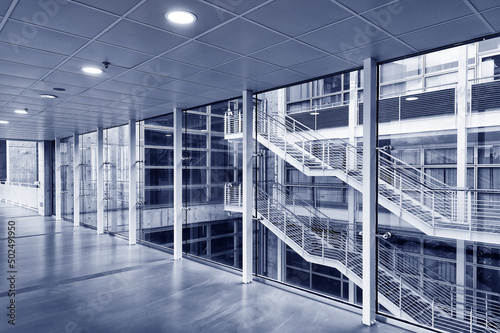 Fototapeta Interior view of corridor in modern architecture