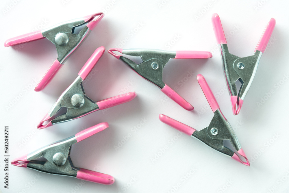 Metal Hand Clamps with Pink rips Metal Hand Clamps with Pink rips