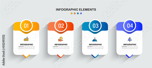 Infographic elements design template, business concept with 4 steps or options, can be used for workflow layout, diagram, annual report, web design.Creative banner, label vector.