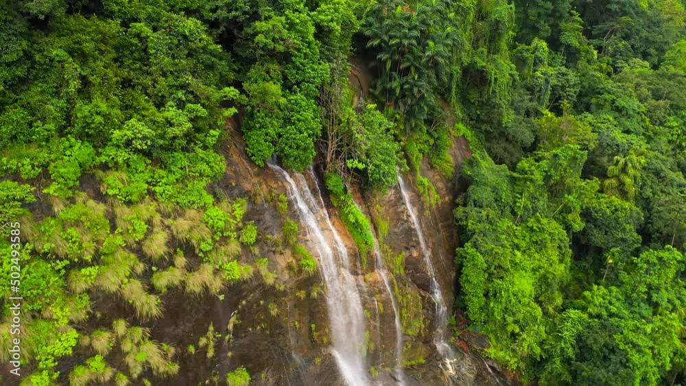 Top view of Beautiful waterfall in green forest. Sri Lanka. Top view of Beautiful waterfall in green forest. Sri Lanka.
