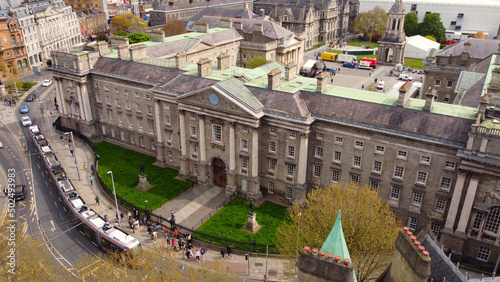 Trinity College in Dublin from above - aerial view by drone photo