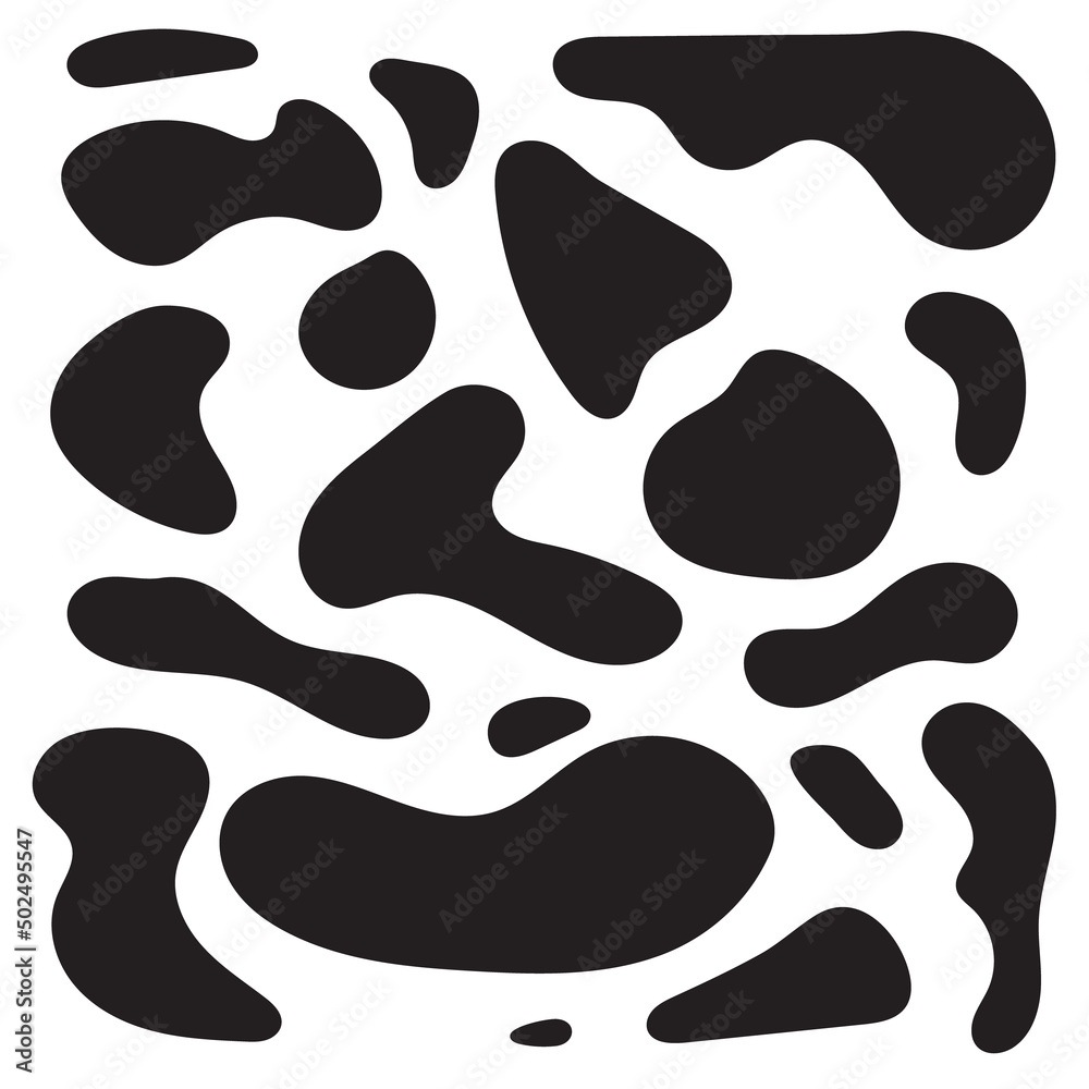 Liquid irregular blob shape abstract elements graphic flat style design fluid vector illustration set.