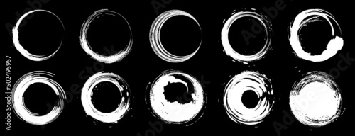 筆ブラシの円形ベクターイラストセット