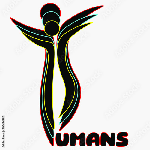 abstract minimal lettering logo humanity from three figures