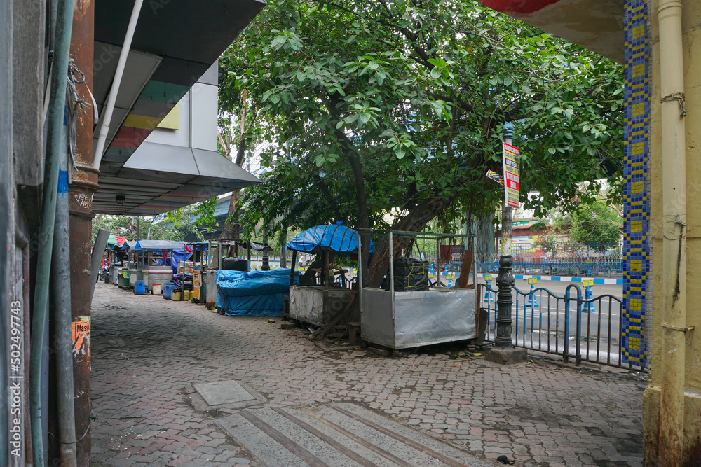Kolkata, West Bengal, India - 22nd May 2020 : Empty retail shops are under lockdown to stop spread of covid 19, corona virus in the state. West Bengal is one of most corona affected states in India. Kolkata, West Bengal, India - 22nd May 2020 : Empty retail shops are under lockdown to stop spread of covid 19, corona virus in the state. West Bengal is one of most corona affected states in India.