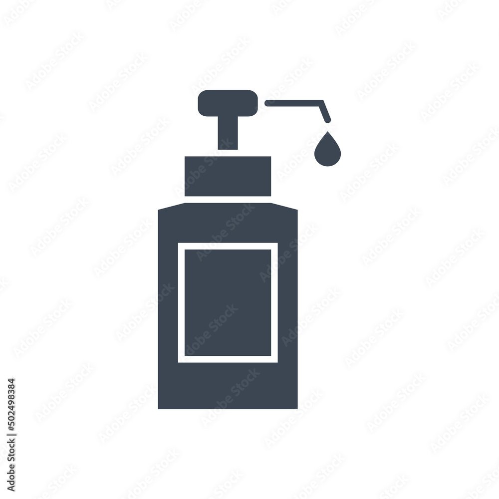 Obraz premium Sanitazer bottle with drop vector glyph icon.