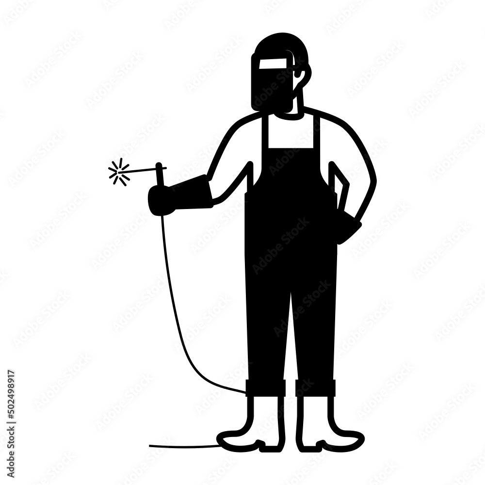 Engineer holding Arc Welding Gun vector icon design, Crafting occupations symbol, hobby and art works Sign, Creative People stock illustration, Mig Welder Concept