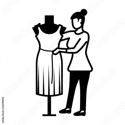 Patternmakers or fashion advisor vector icon design, Crafting occupations symbol, hobby and art works Sign, Creative People stock illustration, tailoress or alterations specialist Concept photo