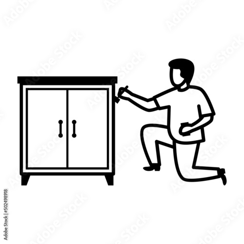 Kitchens and Wardrobes vector icon design, Crafting occupations symbol, hobby and art works Sign, Creative People stock illustration, cabinetmaker Concept