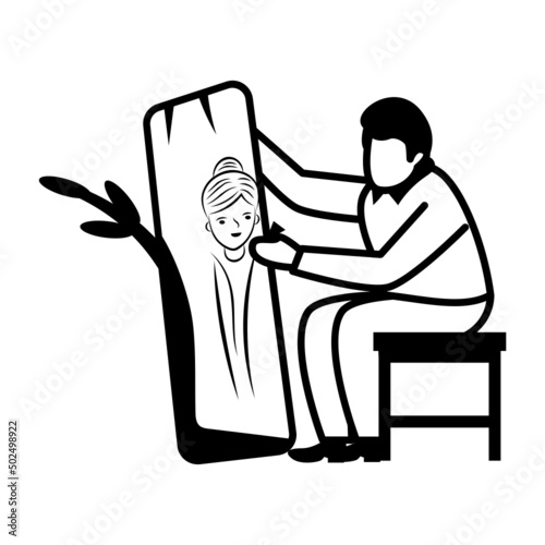 woodcarver Concept, wood sculpture art vector icon design, Crafting occupations symbol, hobby and art works Sign, Creative People stock illustration