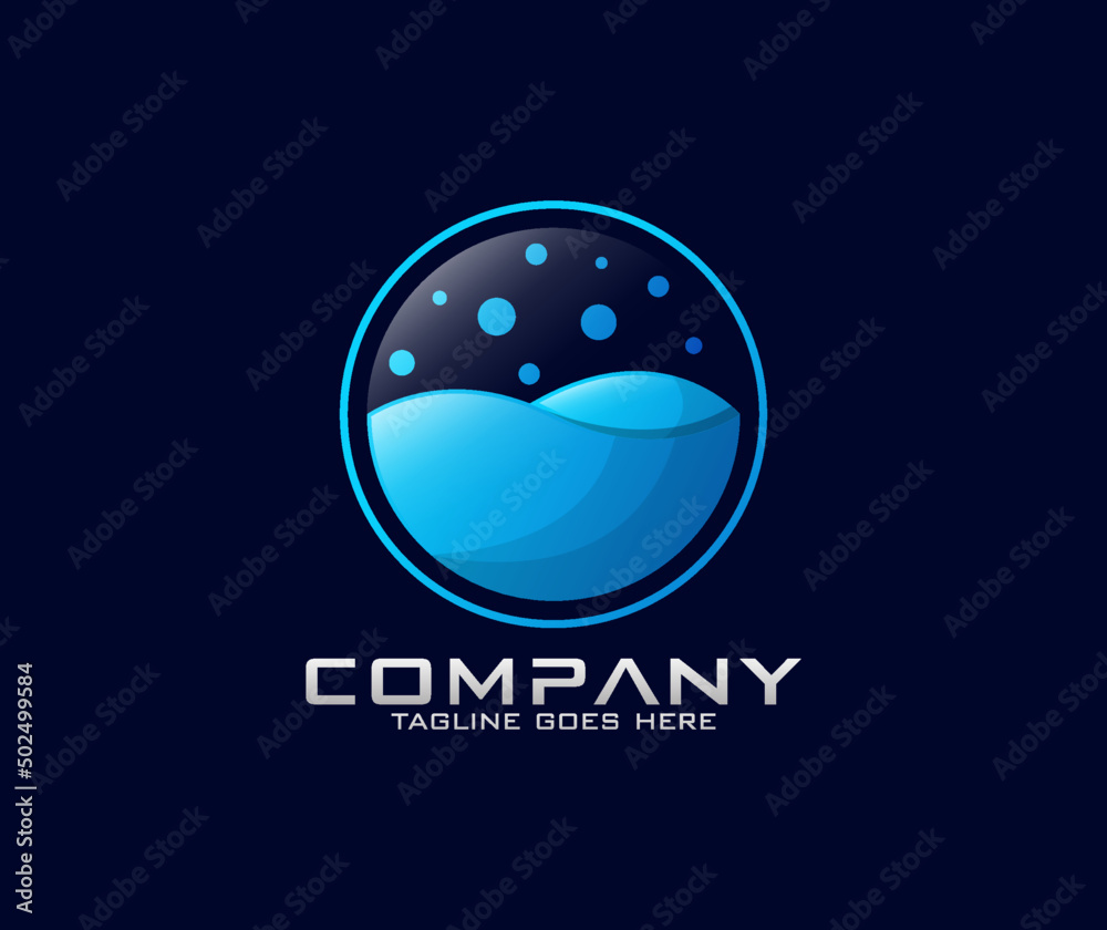 Obraz premium Ocean logo design Ocean waves in a circle Minimalistic and vector logo design