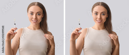 Young woman with syringe be...
