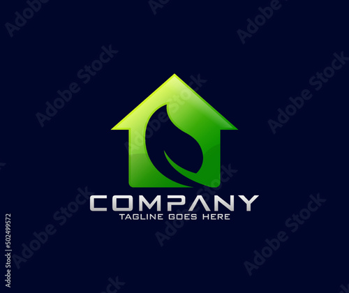 Modern house leaf logo design Green House Logo Template Design Free Download Modern house leaf logo design Green House Logo Template Design - GFXLoad