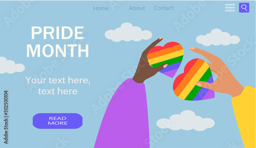vector illustration in a flat style, a banner for a website on the theme of lgbt community, pride month.