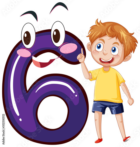 A boy with number six cartoon