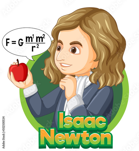 Portrait of Isaac Newton in cartoon style