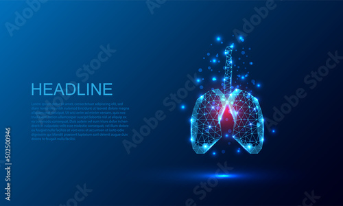 human lungs pain.Low poly style design. Abstract geometric background. Wireframe light connection structure.vector illustration