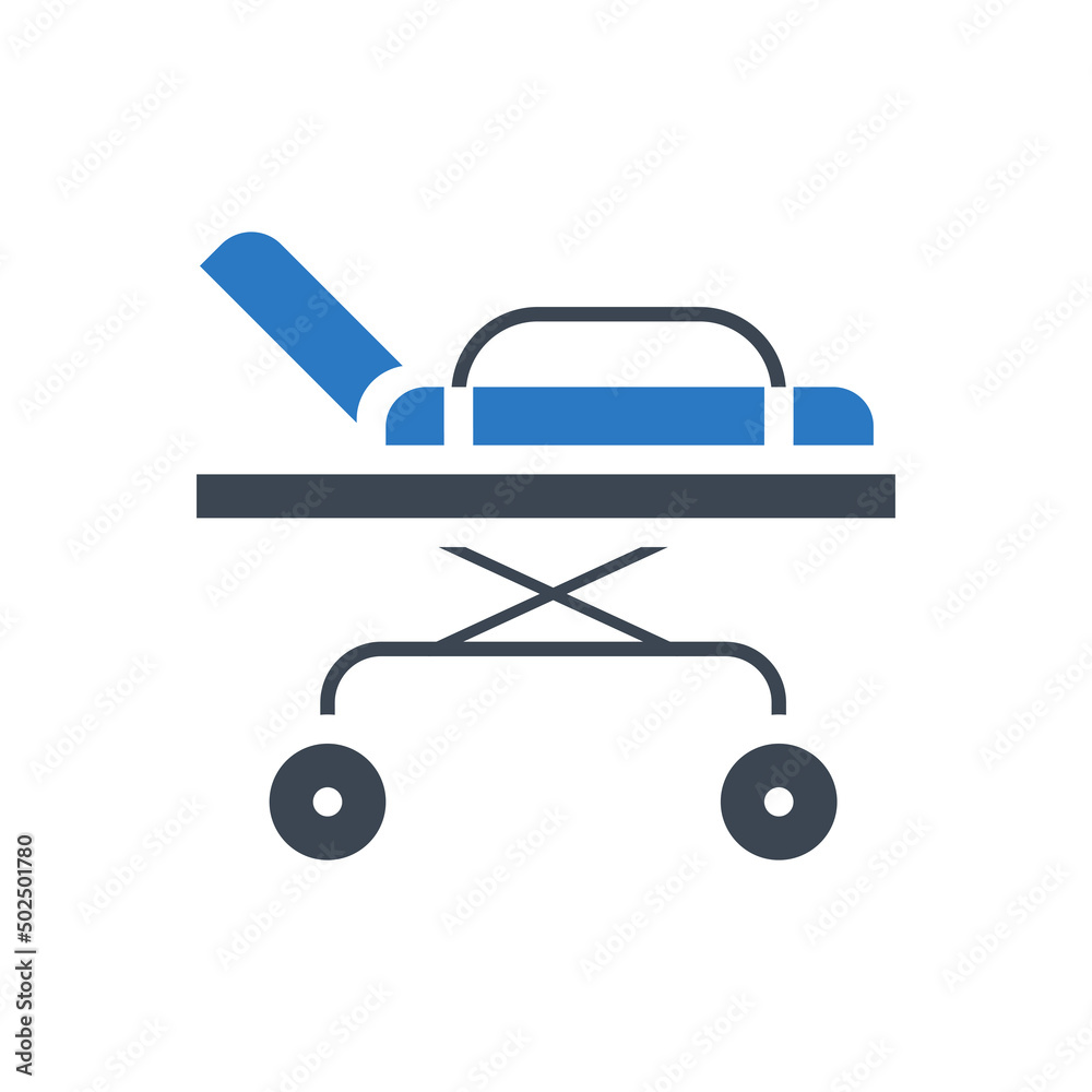 Hospital bed related vector glyph icon