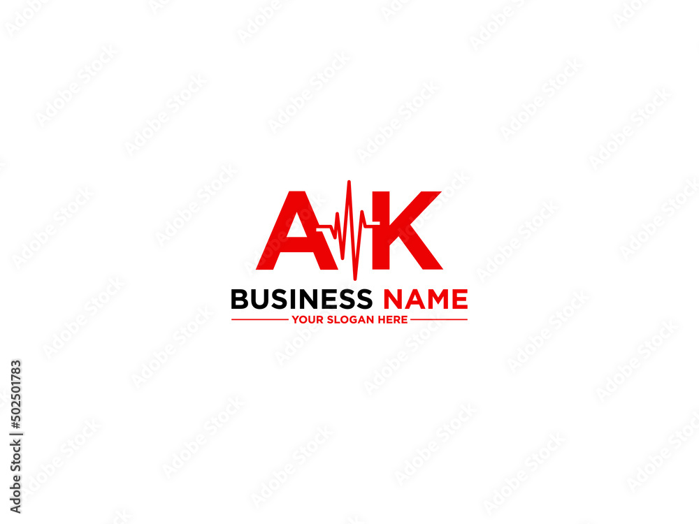 Letter AK Logo Icon, Colorful Ak ka Medical Logo Letter Vector For Smart Digital Medical Doctor