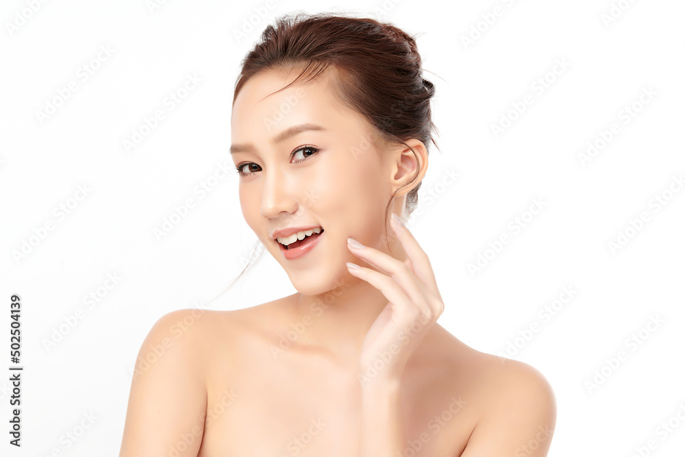 Beautiful young asian woman with clean fresh skin on white background, Face care, Facial treatment, Cosmetology, beauty and spa, Asian women portrait. Beautiful young asian woman with clean fresh skin on white background, Face care, Facial treatment, Cosmetology, beauty and spa, Asian women portrait.