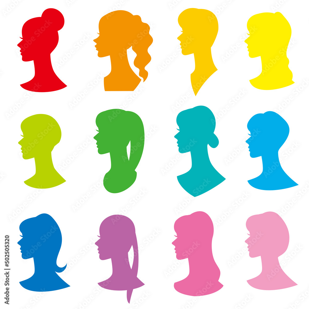 Silhouette of the profile woman  Multi color