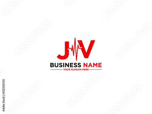colorful JV Logo Letter, simple Jv vj Logo Icon Design For heart medical medicine or music product