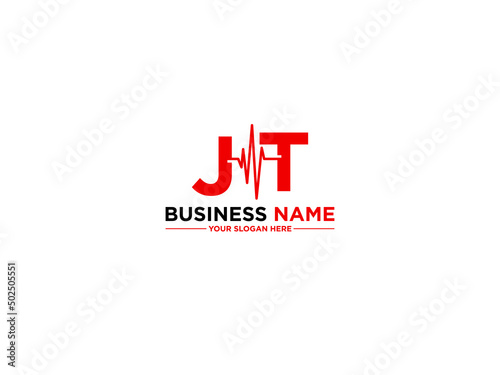 colorful JT Logo Letter, simple Jt tj Logo Icon Design For heart medical medicine or music product