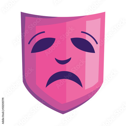 pink sad theater mask