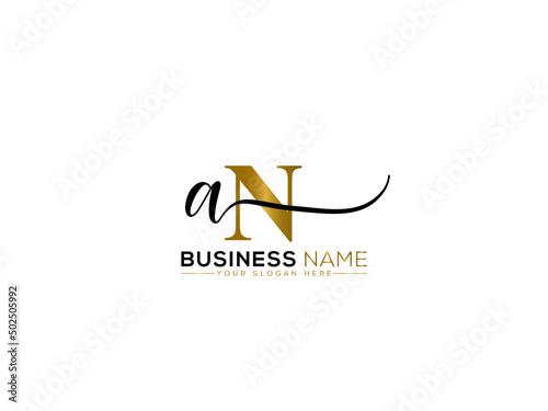 Alphabet AN na Signature Letter Logo, Signature An Logo Icon Design